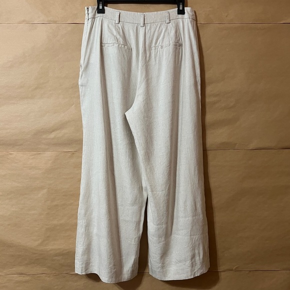 Witchery | Linen Blend Wide Leg High Waisted Trouser Pants Culottes Flax Size 10 - Picture 9 of 12